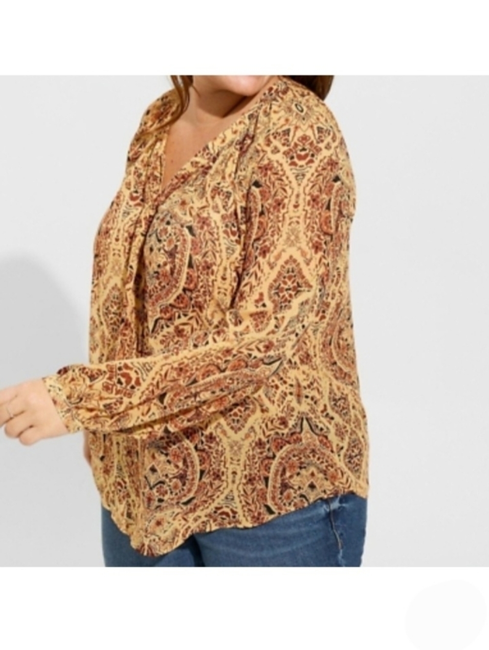 2224 * Torrid Crinkle Chiffon Raglan Tie Front Blouse Medallion Size 2X